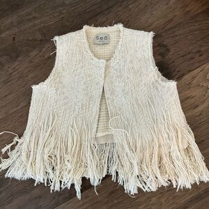 Sea New York Fringe Vest in Cream